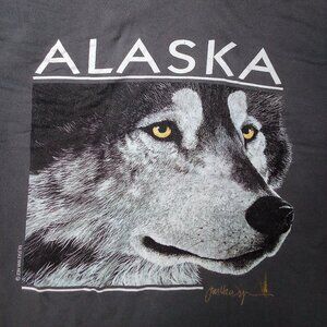 Vintage 90s Alaska Wolf Double Sleeve T-Shirt